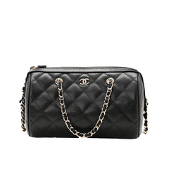 The Bella Quilted Bag (Black)(Size 20cm)