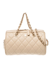 The Bella Quilted Bag (Beige)(Size 20cm)